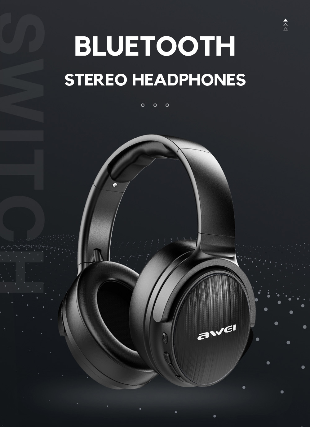 Πτυσσόμενα Ακουστικά Bluetooth Stereo με Αποσπώμενο Καλώδιο & AUX Μαύρα